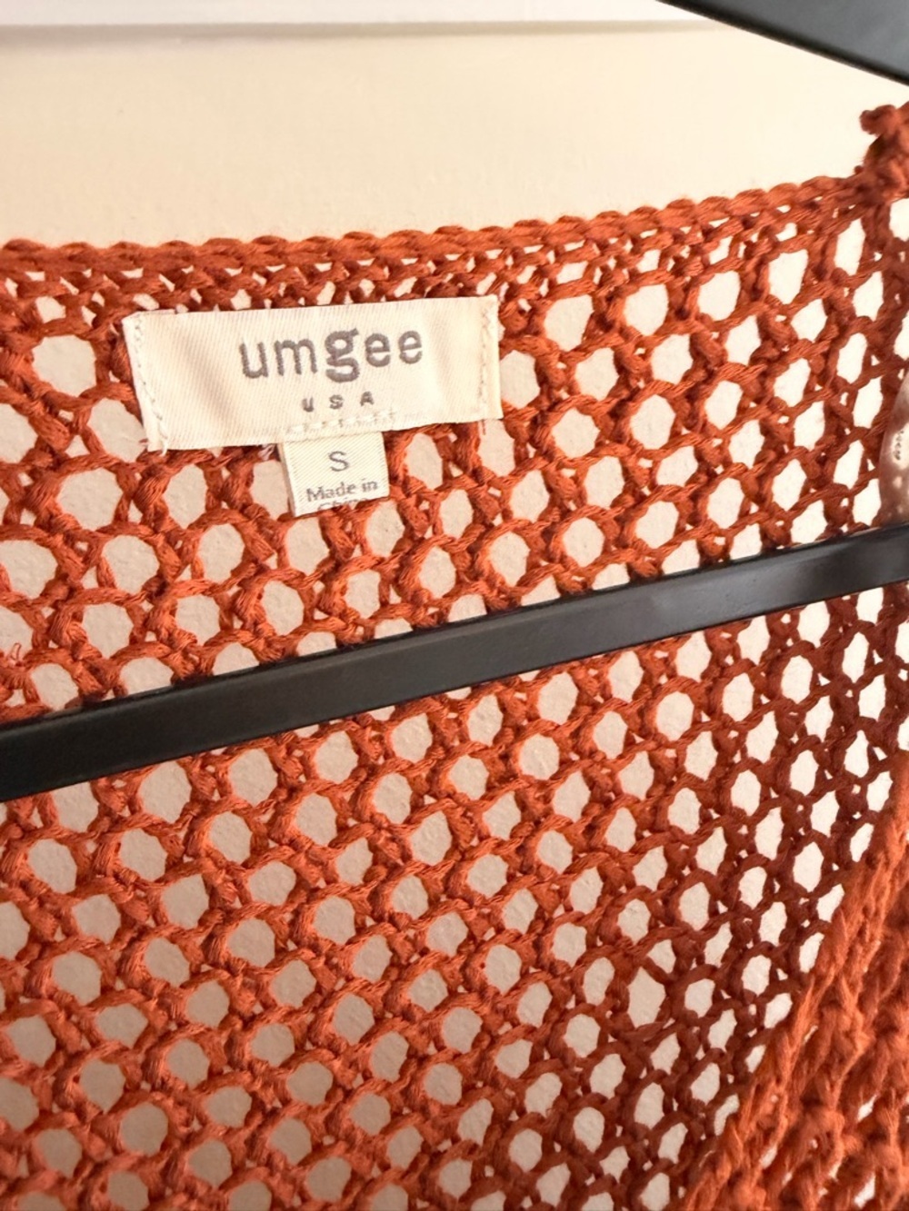 Umgee Rust Open Crochet Tie-Front Cover-Up - Picture 2 of 3